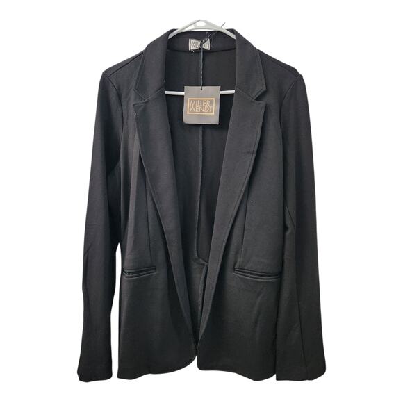 Miller Wendt Black Open Front Blazer S Stretch Preppy Classic Office Career - Picture 1 of 8